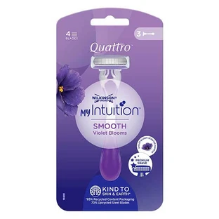 Wilkinson My Intuition Quattro Smooth Violet Bloom Wegwerpscheerapparaat voor vrouwen, 3 stuks