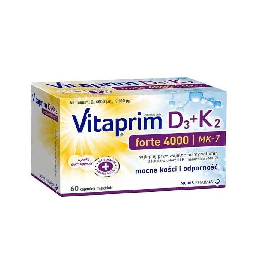 Vitaprim D3 Forte 4000 + K2, 60 cápsulas
