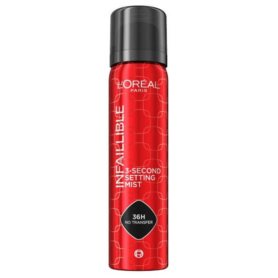 L Oreal Paris Infaillible 3-Second Setting Mist Spray fijador de maquillaje de 3 segundos, 75 ml