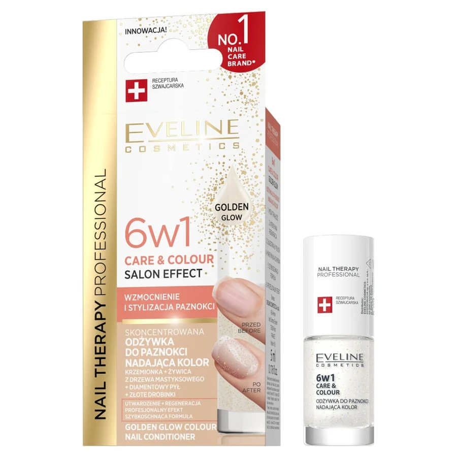 Eveline Cosmetics Therapy Professionnel Conditionneur concentré pour ongles 6in1 Golden Glow, 5ml
