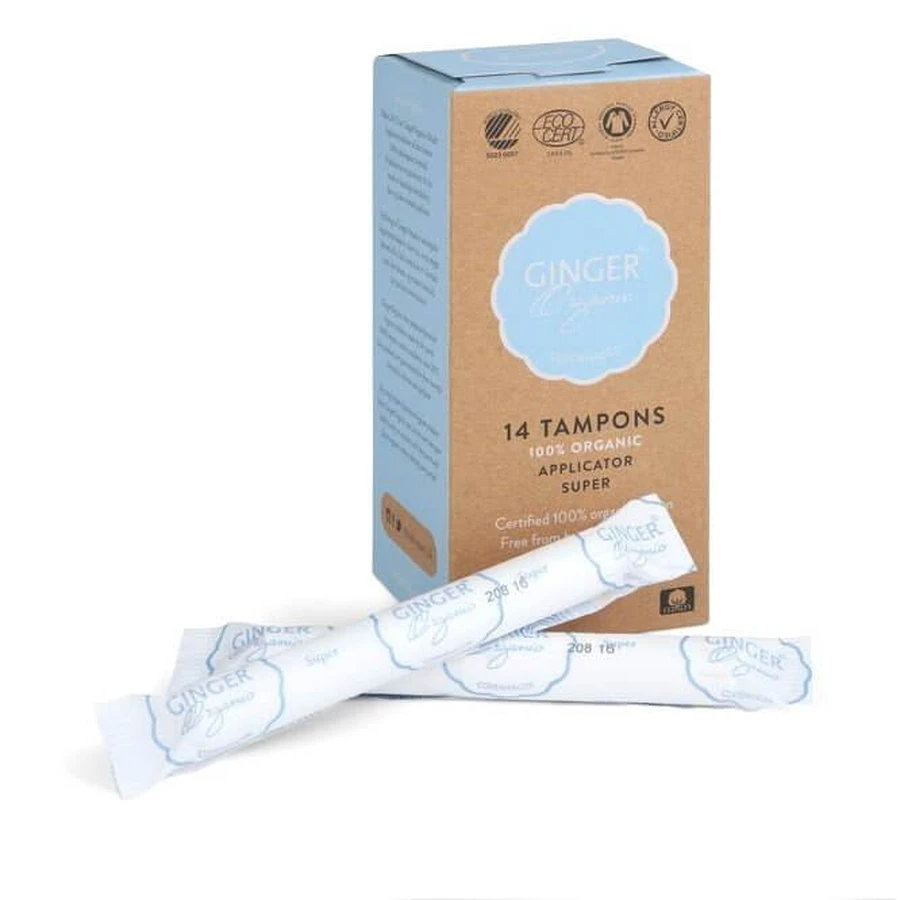 Tampones ecológicos Ginger con aplicador Super, 14 unidades