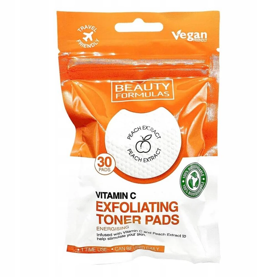 Beauty Formulas Almohadillas exfoliantes saturadas con vitamina C, 30 unidades