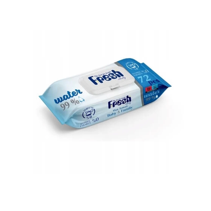 Fresh Baby, Clip-on wet wipes, blue, 72 pieces