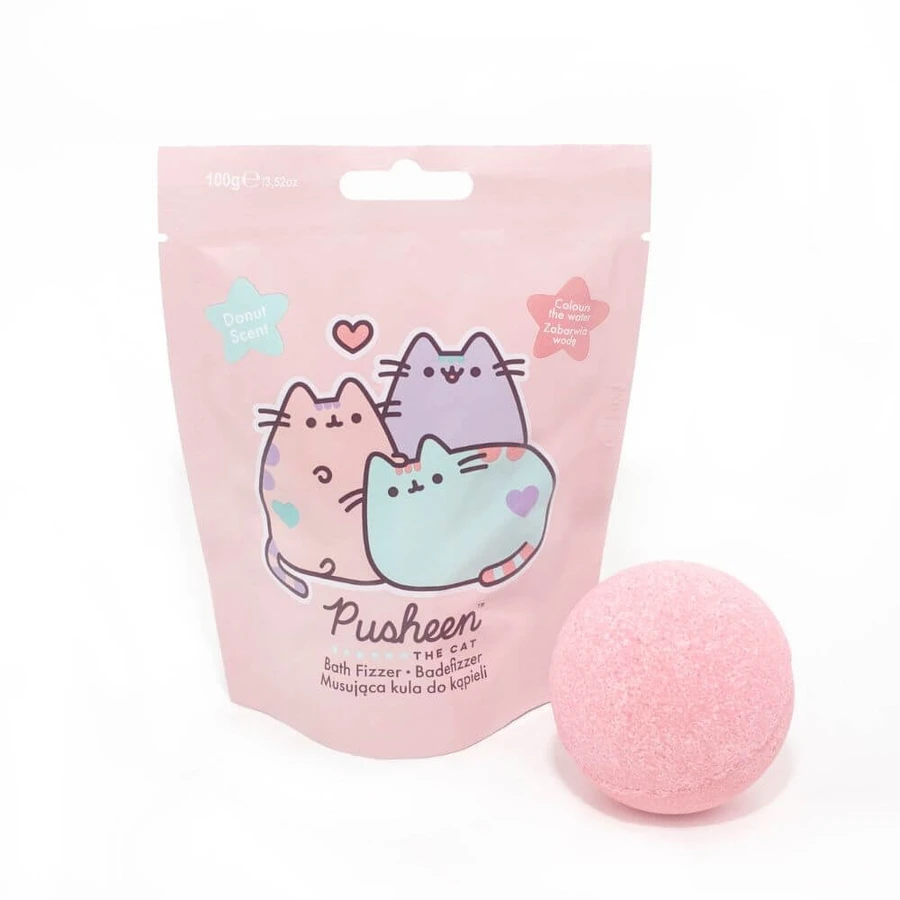 Pusheen Bath Fizzer Minge de baie strălucitoare Căpșuni, 100g