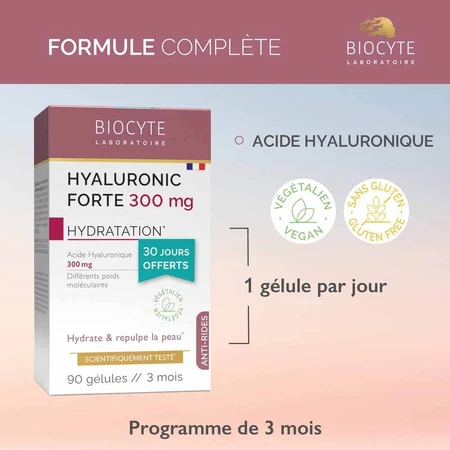 Biocyte Antirid Hyaluronic Forte 300mg Anti-îmbătrânire 3x30 capsule