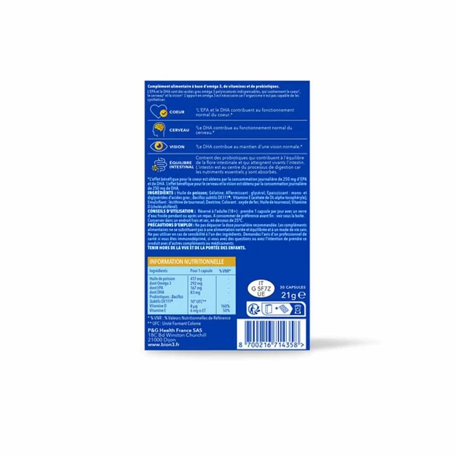 Bion3 Omega 3 Corazón Cerebro y Vista 30 cápsulas