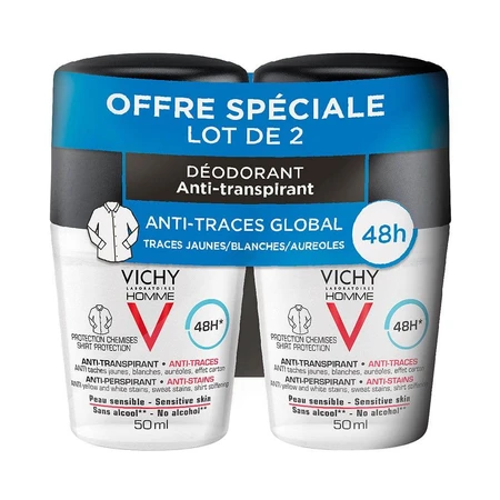 Vichy Deodorant Antitranspirant en Anti-Trace 48h Roll-on 2x50ml