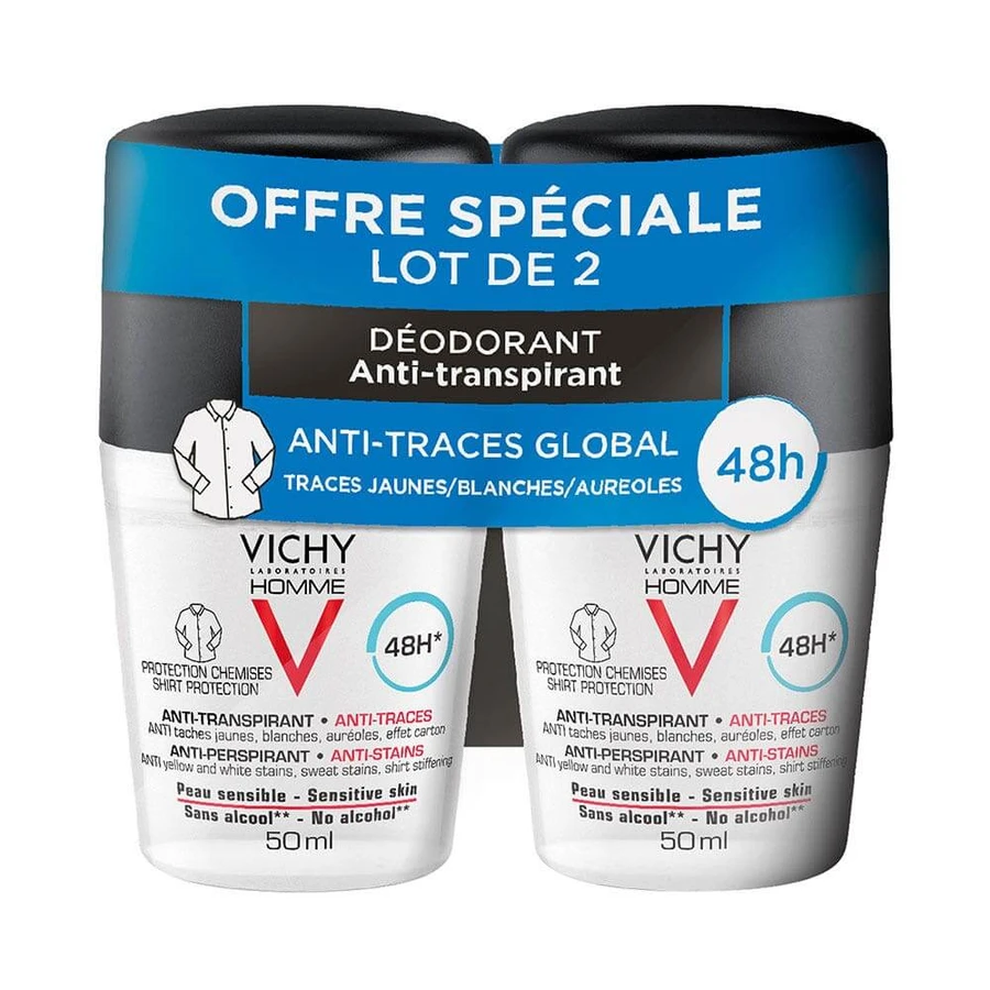Vichy Deodorant Antitranspirant en Anti-Trace 48h Roll-on 2x50ml
