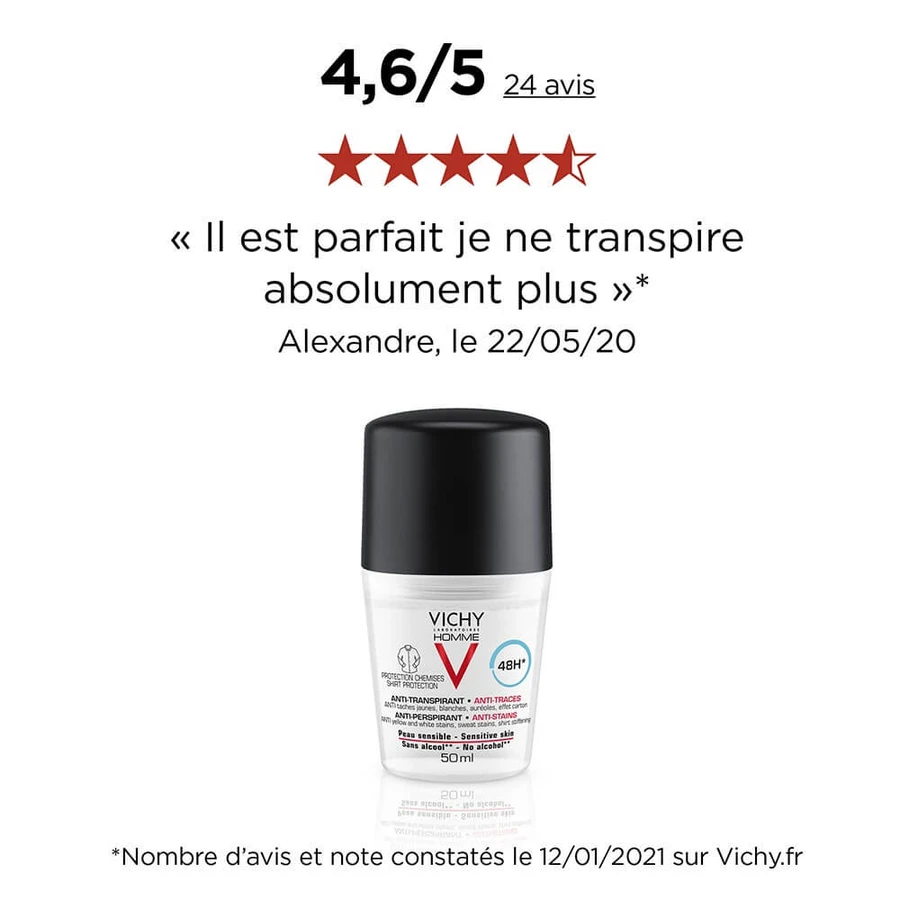 Vichy Deodorant Antitranspirant en Anti-Trace 48h Roll-on 2x50ml