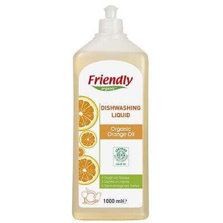 Detergente lavavajillas con naranja, 1000 ml, Friendly Organic