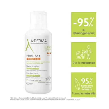 A-Derma Exomega Control Balsam emolient pentru pielea uscată cu tendință atopică 400 ml