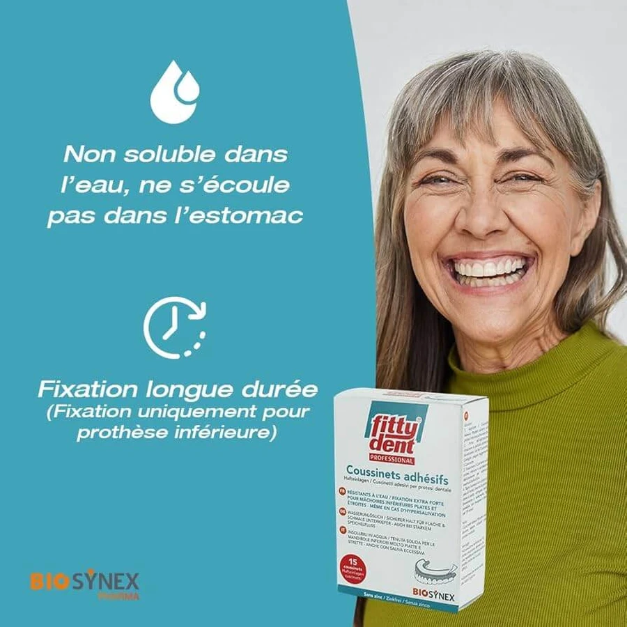 Comprese adezive Fitty Dent, fixare ultra puternicǎ, 15 bucǎți, Biosynex