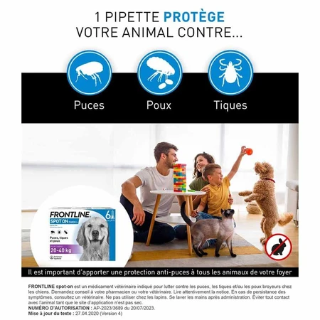 Frontline Spot-on Câine 20-40 kg 6 pipete 2.68 ml