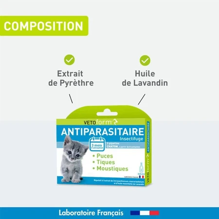 Vetoform Gattino Pipette per il controllo dei parassiti 3x0.6ml
