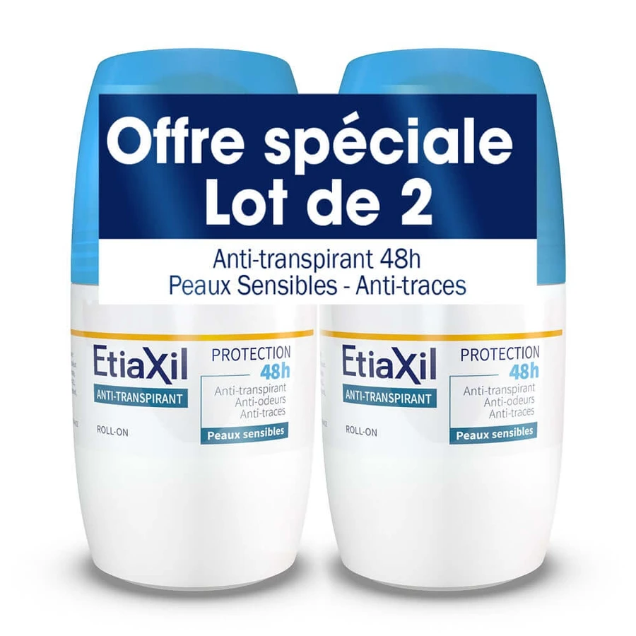 Etiaxil Antiperspirant Deodorant Roll-On 48h Protect Moderate Breathability Sensitive Skin 2x50ml