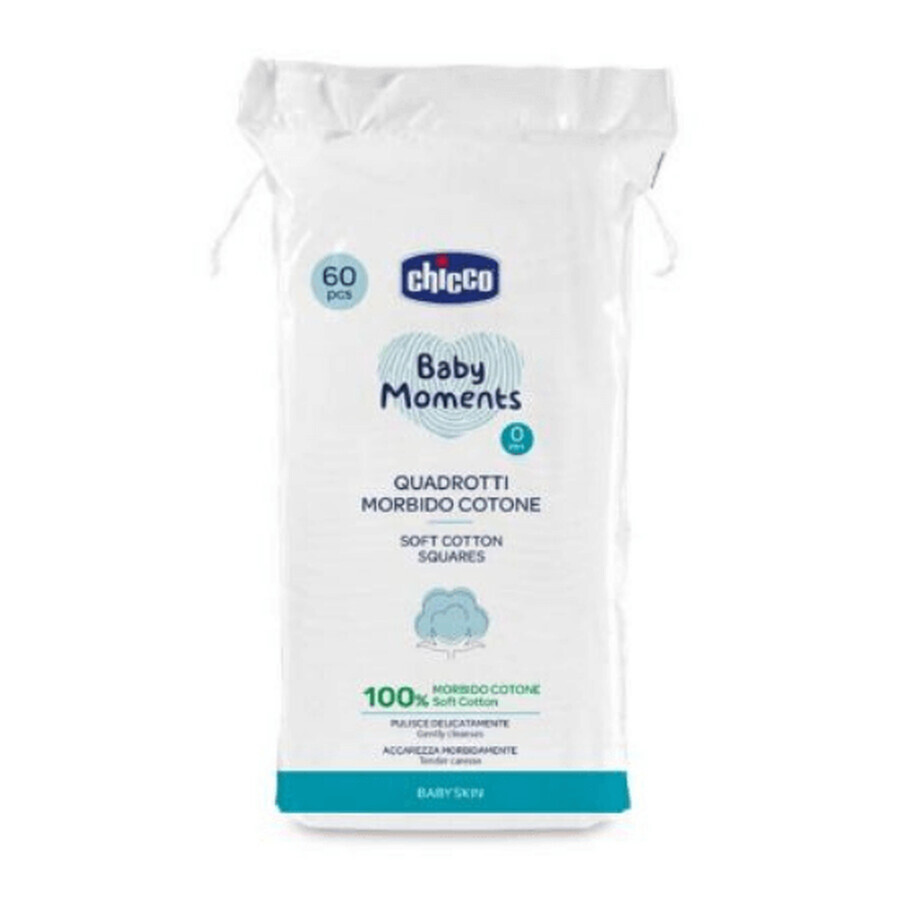 Baby Moments almohadillas de algodón para la higiene diaria, 60 piezas, Chicco