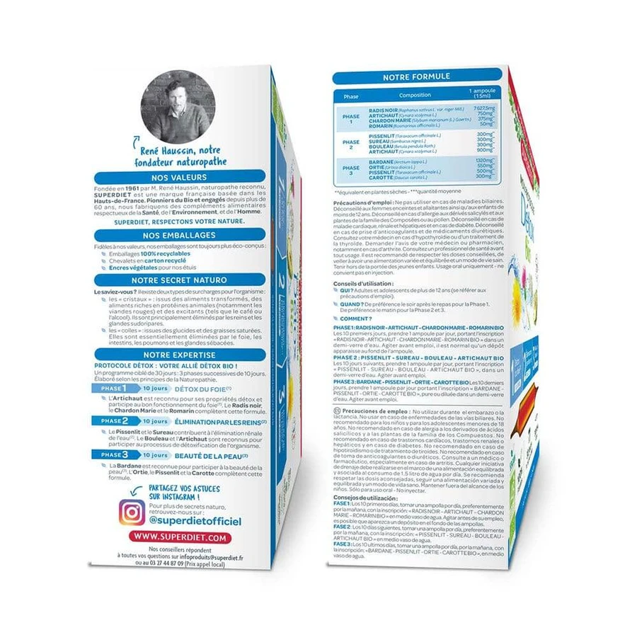 Superdiet Mon Protocole Détox Bio 30 Ampoules