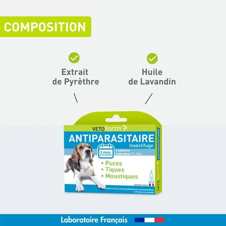 Vetoform Câine Antiparazitare Pipetă Mediu 15-30 kg 3x3ml