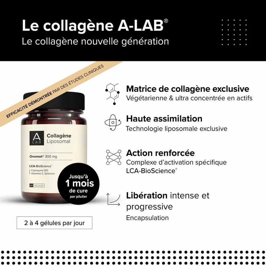 A-LAB Colágeno liposomal 300 mg Hidratante articular antiedad 60 cápsulas