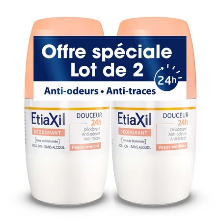 Etiaxil Roll-on Deodorant Delicatețe fără aluminiu 48h Piele sensibilă 2x50ml