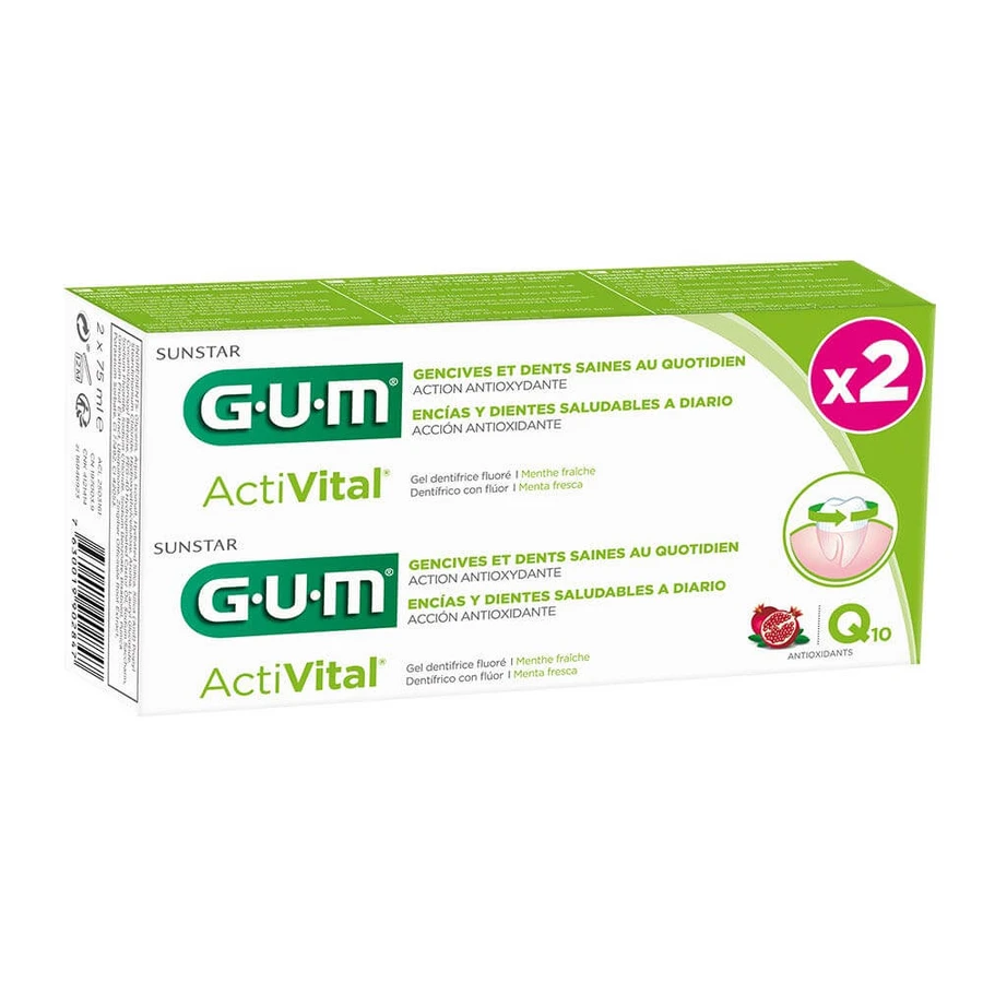 Gum Gum ActiVital Q10 Pasta do zębów dla zdrowych zębów i dziąseł 2x75ml: ceny i cechy