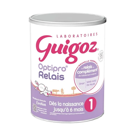 Guigoz Optipro Relais Evolia Relais Palm Oil-Free Milk Powder 0 to 6 Months Dès La Naissance Jusqu'à 6 Mois 800g