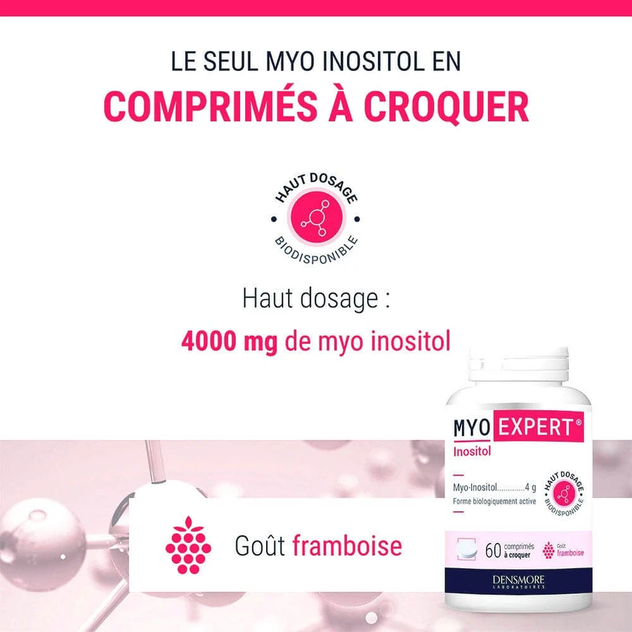 Densmore Ginecologie Inozitol Myo Expert aromă de zmeură 60 comprimate masticabile