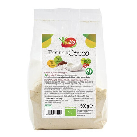 Harina de coco, 500 g, Vivibio