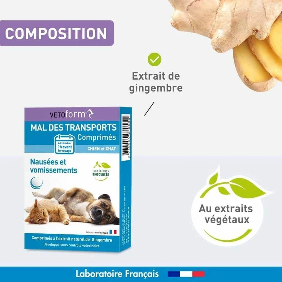 Vetoform Perro y Gato Suplemento dietético para el mareo 30 comprimidos