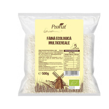 Harina multicereales ecológica, 500 gr, Pronat