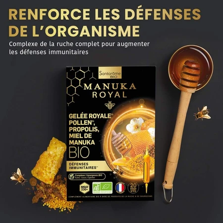 Santarome Organic Manuka Honey Royal Jelly Polen Propolis 20 flacoane