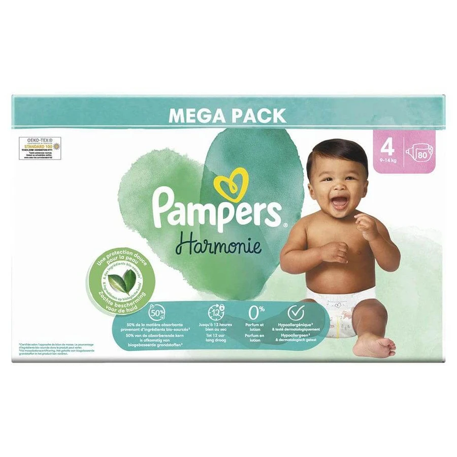 Pañales Pampers Harmonie talla 4 de 9 a 14 kg x74