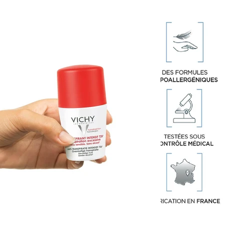 Vichy Desodorante Antitranspirante Roll-on 72h Piel Sensible Transpiración Excesiva 2x50ml