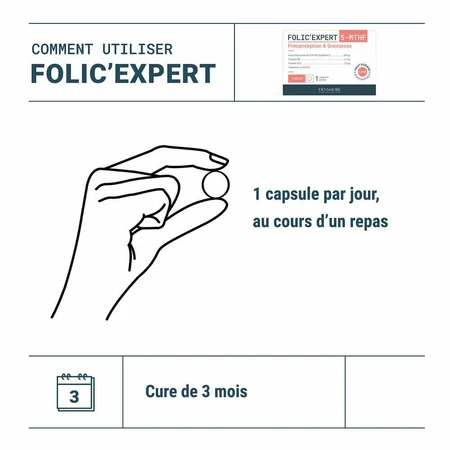 Densmore Folic'expert ácido fólico (5-MTHF) preconcepción y embarazo 90 comprimidos