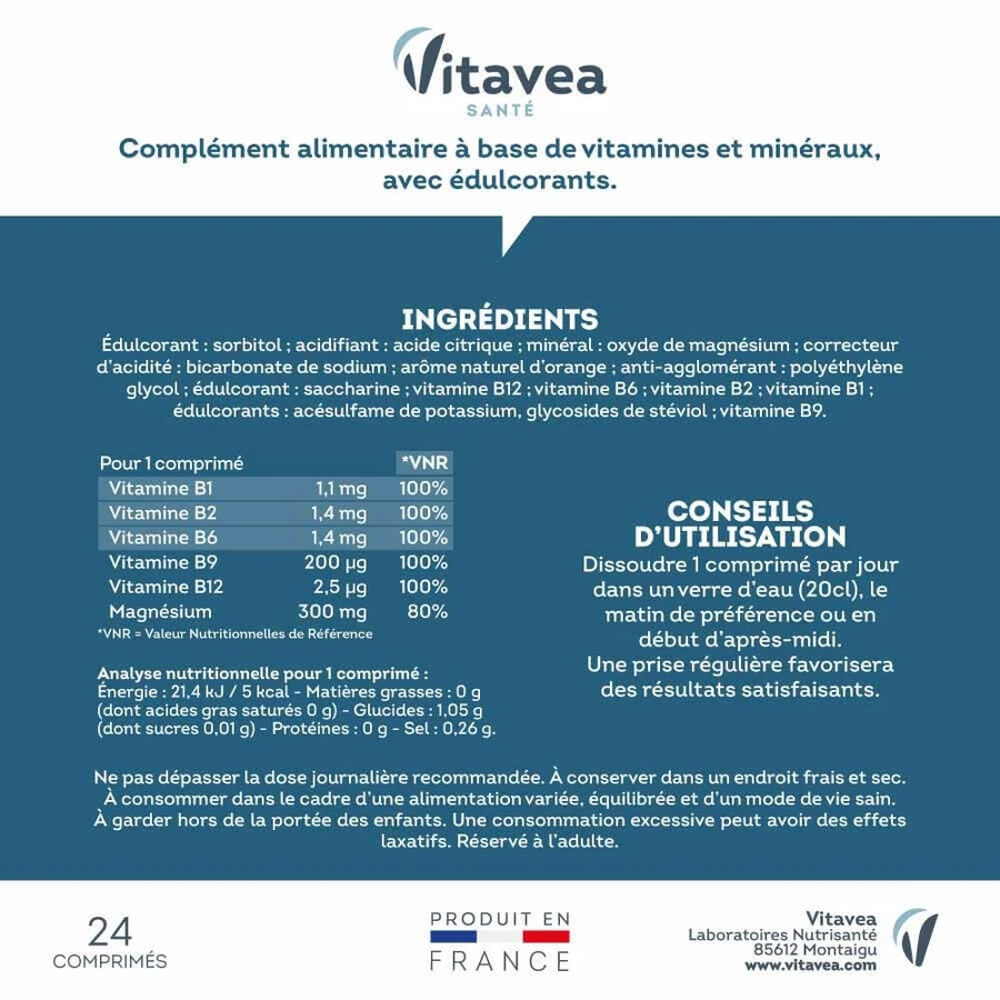 Vitavea Santé Magnez + Witaminy B1 B2 B6 Relax 24 tabletki: ceny i cechy