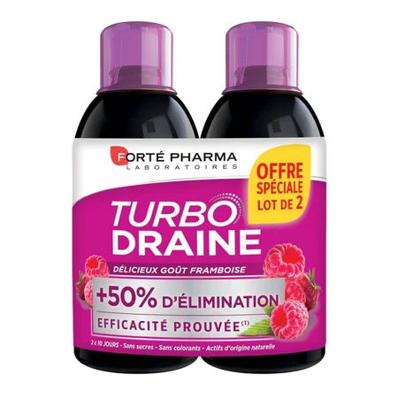 Forté Pharma TurboDraine Odchudzający i oczyszczający drenaż o smaku malinowym 2x500ml: ceny i cechy