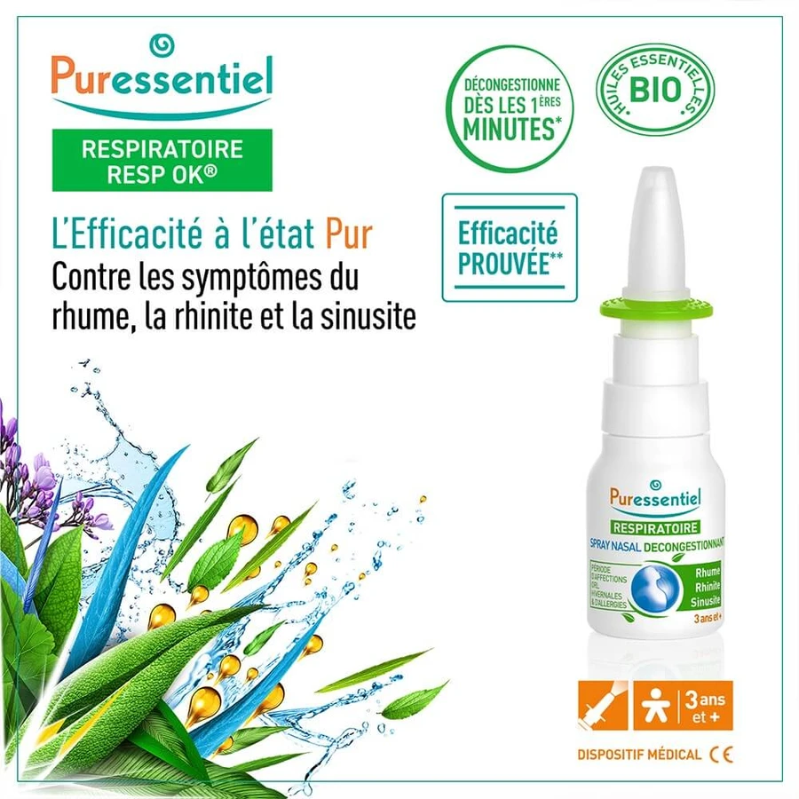 Puressentiel Respiratoire Spray Nasal Decongestionnant 15ml