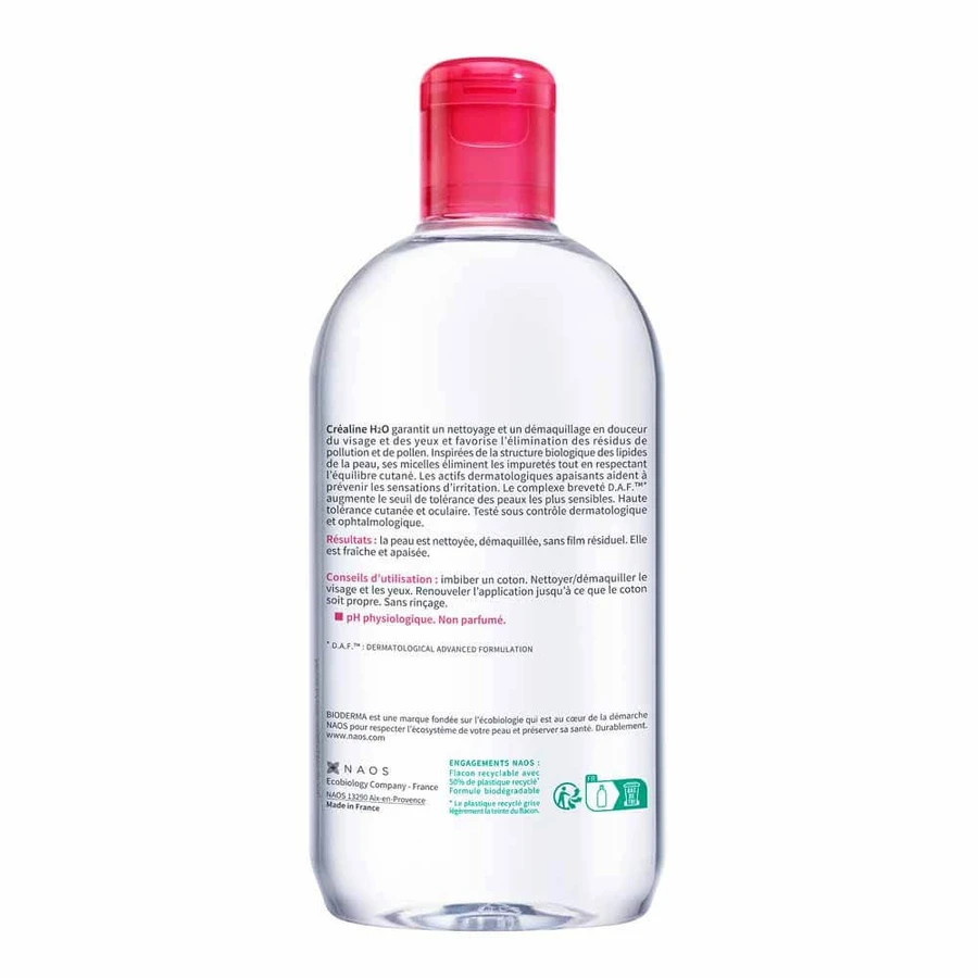 Bioderma Crealine Apă micelară H2O Piele sensibilă, normală sau mixtă 500 ml