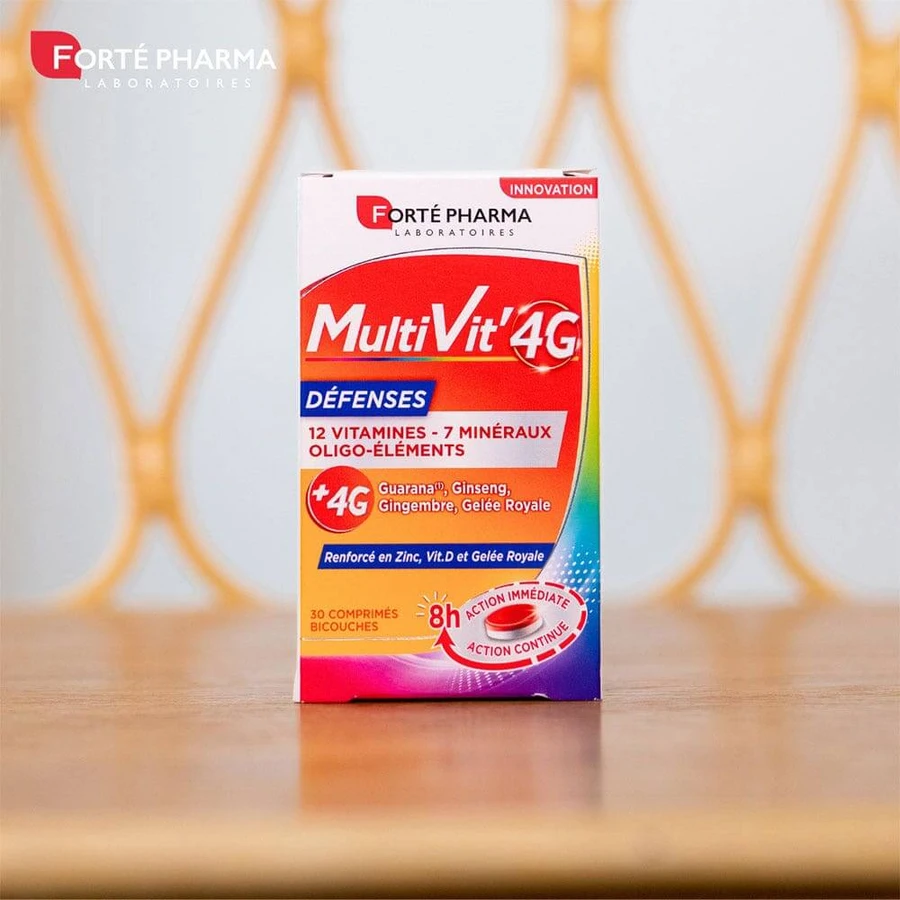 Forté Pharma MultiVit'4G Defensa Inmunitaria Multivitaminas con Zinc y Vitamina D 30 Comprimidos