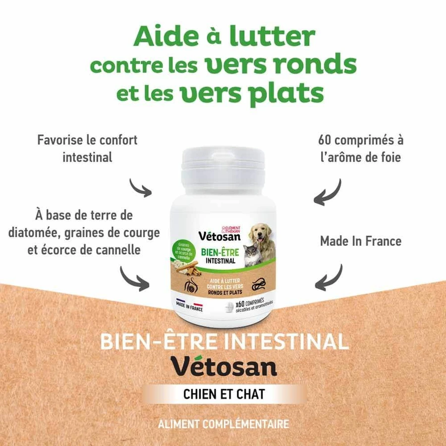 Clement-Thekan Vétosan Anti-vermi Cane e Gatto 60 compresse