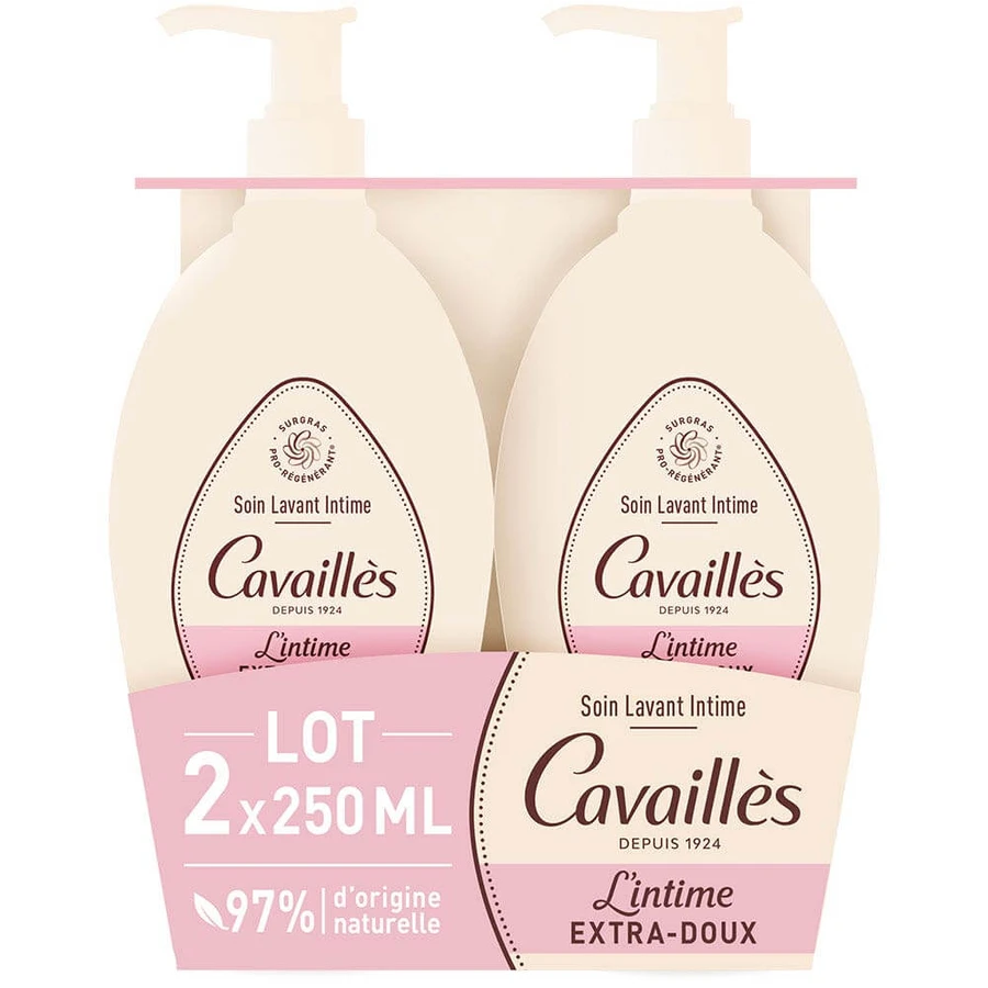 Cavaillès Intimate Dryness Extra-Delicate Natural Intimate Cleanser 2x250ml