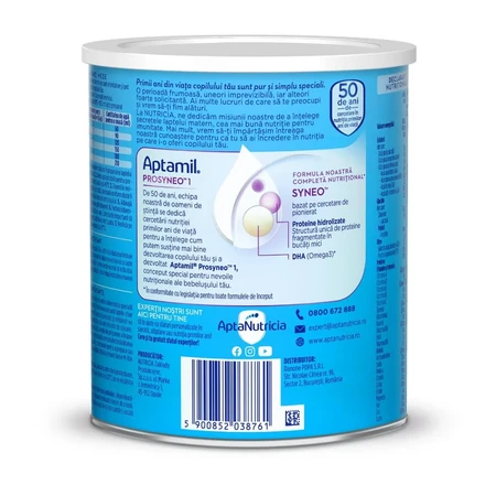 Formula de lapte de inceput HA Prosyneo 1, 0-6 luni, 400 g, Aptamil