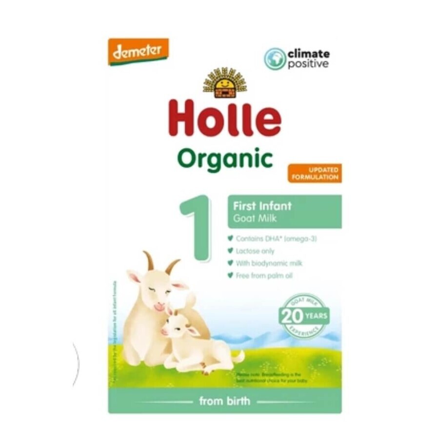 Latte di capra biologico in polvere formula 1, +0 mesi, 400 g, Holle Baby Food