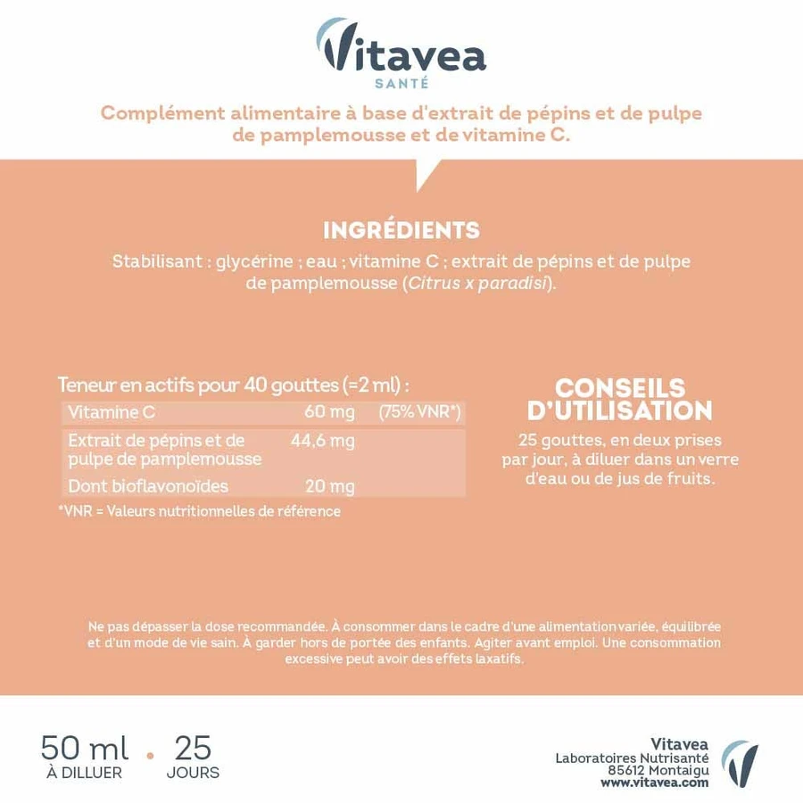 Vitavea Santé Estratto di semi di pompelmo Difese naturali 50ml