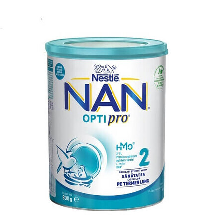 Nan 2 Optipro HMO leche en polvo, +6 meses, 800 g, Nestlé