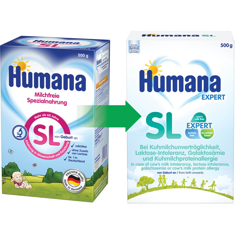 Fórmula especial de leche de soja SL, +0 meses, 500 g, Humana