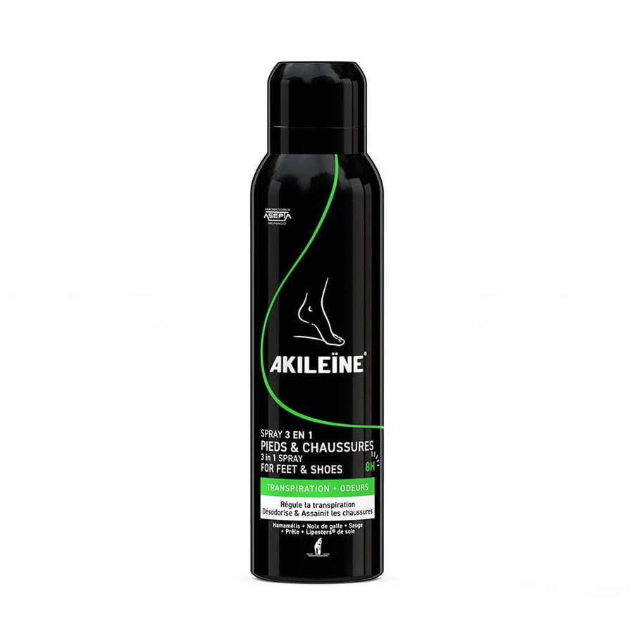 Asepta Akileine Black Spray Antiperspirant Foot Deodorant 150 ml