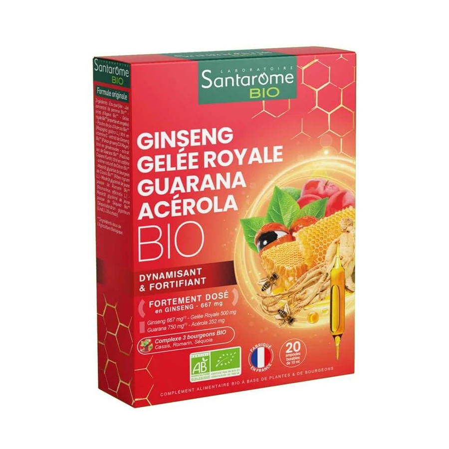 Santarome Ginseng Royale Guarana Acerola 20 Bio Vitalité 20 ampullen