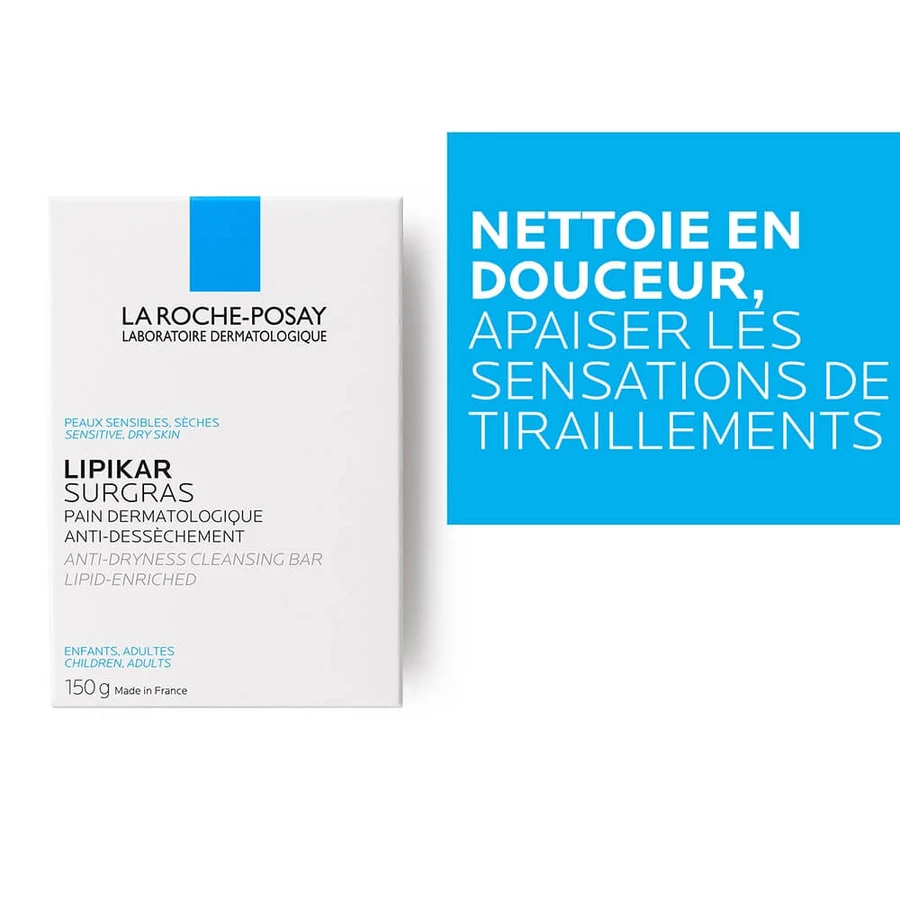La Roche-Posay Lipikar Surgras pan limpiador rellenador de lípidos para pieles sensibles 150g