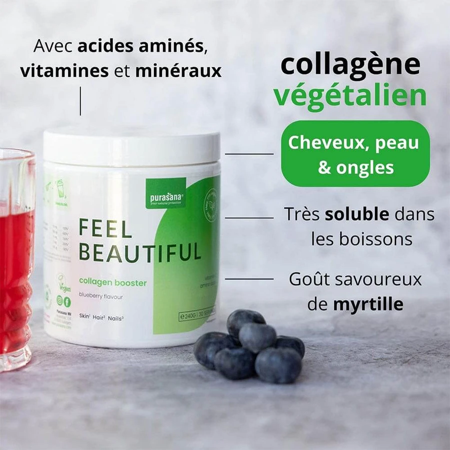 Purasana Collagen Complex Vegan Beauty Powder Feel Beautiful Cranberry Flavour 240g: ceny i cechy